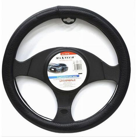 TRADE SHOP - Coprivolante Auto Copertura Fodera Protezione Sterzo Universale 38 Cm Nero Cv-16 - (1/2)