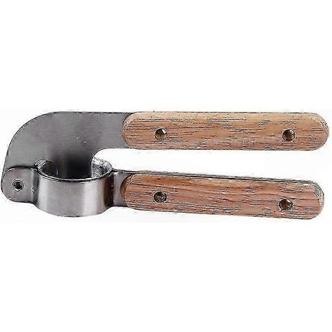 Presse-ail en acier inoxydable avec manche en bois, broyeur d'ail robuste pour cuisine quotidienne, outil manuel pratique (1/4)