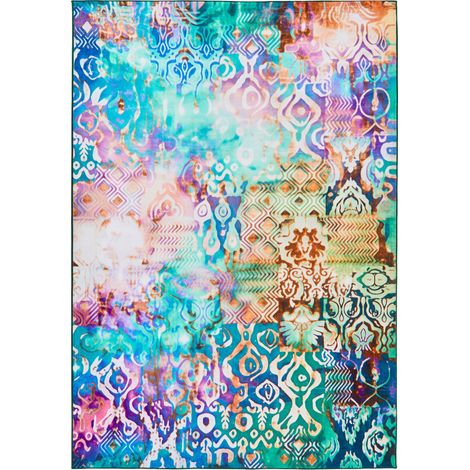 Rug Multicolour Polyester 160 x 230 cm Flat-Woven Oriental Boho Style Vibrant Printed Pattern ISVANTA