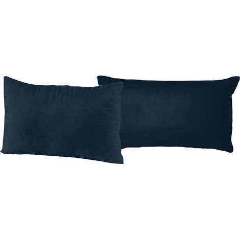 Coppia di Federe 52x82 cm in Cotone Tinta Unita Blu Scuro (1/2)