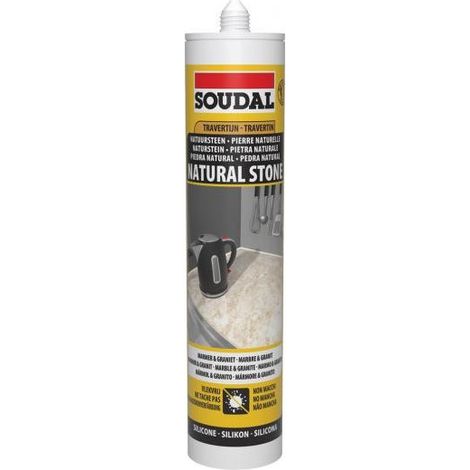 Soudal – Mastic silicone neutre pour pierre naturelle – Cartouche 290 ml – Couleur inaltérable – Résistant aux UV et moisissures