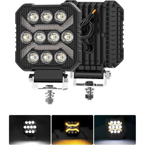 Universelle leistungsstarke LED-Scheinwerferlampe mit weißem Licht und gelbem DRL-Tagfahrlicht 1500 lm 12–24 V