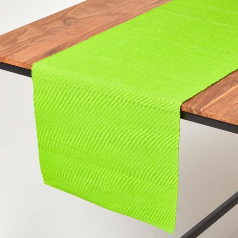 HOMESCAPES Cotton Plain Lime Green Table Runner