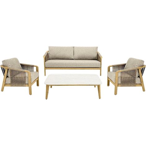 Frigg Lounge-Set inkl. Kissen Sofa, 2 Stühle, 1 Tisch taupe.