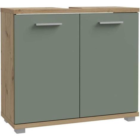Mobile da bagno CHAMP FORTE 2 ante 69,9x28,9x62 cm Rovere artigianale/Verde salvia (1/5)
