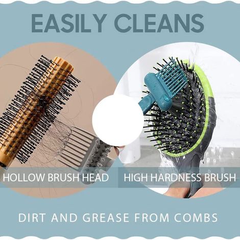 Brosse de nettoyage 2 en 1 pour peigne et brosse à cheveux, outil de nettoyage et de dépoussiérage pour la maison et le salon. (1/5)