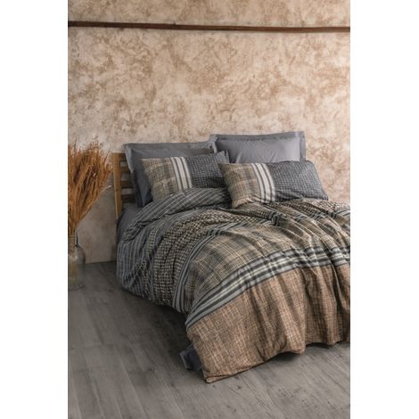 Copripiumino, copripiumino, biancheria da letto Set 100% Cotone Antracite (1/2)