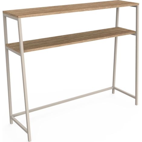Console Ludwig - Métal beige et effet chêne - 2 étagères - 100x80x30cm - BOX & BEYOND (1/4)
