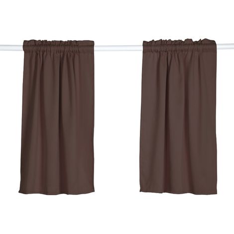 Verdunkelungsvorhänge 89 x 89 cm – JINFGERNE – 2 Paneele in Kaffeebraun mit silbernen Ösen, Wärme- und Schalldämmung, eleganter Stil für Ihr Interieur (1/5)