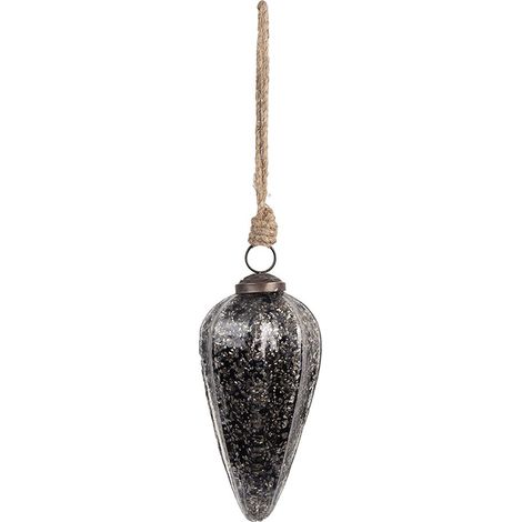 Boule de Noël en Verre Noir pour Décoration de Sapin Festive Ø 6 x 13 cm - PANGIVO
