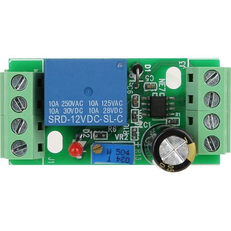 Module relais temporisé réglable 12V avec indicateur marche/arrêt, interrupteur à retard modulable pour connexion (1/5)