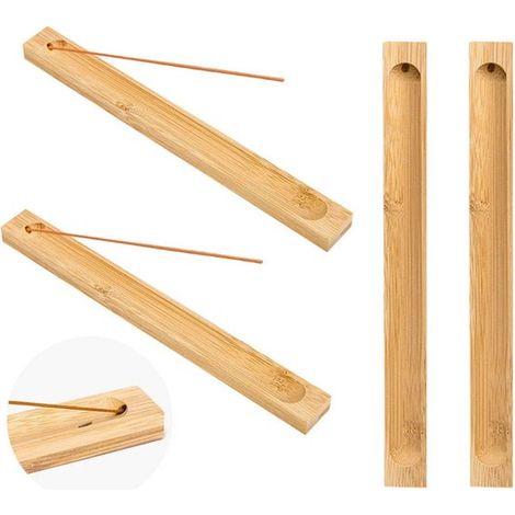 Set di 5 porta incenso in bambù e legno，Raccogli cenere per bastoncini di incenso，Bruciatori di incenso，accessori ornamentali (1/5)
