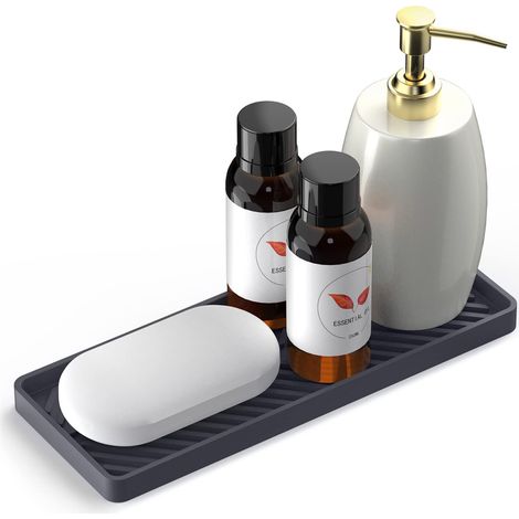 Porte Savon Silicone Noir, Flexible Porte Eponge Evier Cuisine Bain Organisateur Cuisine, Douche Solide, Porte-Savon Douche (1/5)