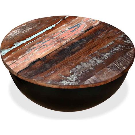 Maison Exclusive - Table basse Bois de récupération massif Noir Forme de bol