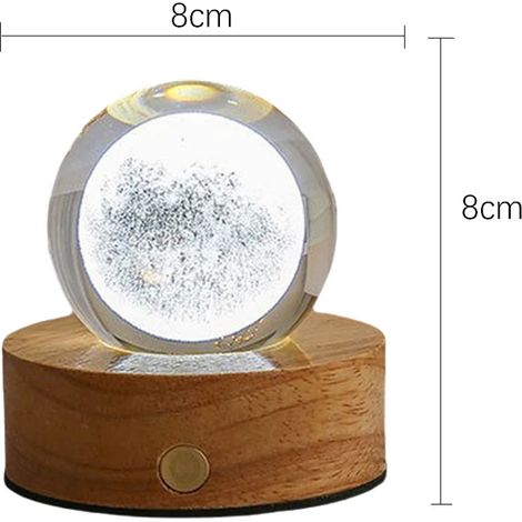 (D) Boule de cristal 3D de 6 cm, veilleuse planète en cristal, gravure laser, décoration astronomique (1/5)