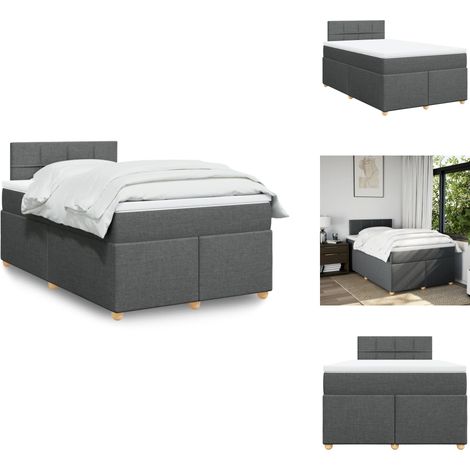Sommier à lattes de lit avec matelas gris foncé 120x190cm tissu - Sommier À Lattes De Lit - Sommiers À Lattes De Lit - Lit - Meuble De Chambre À Coucher (1/5)