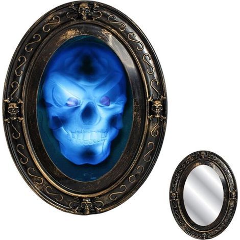 Décoration d'Halloween, Miroir magique d'Halloween avec détection de mouvement et son, Miroir fantôme magique activé par un miroir d'horreur pour l'affichage d'Halloween (1/5)