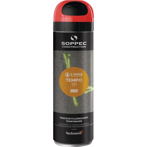 Bombe peinture temporaire TEMPO TP Rouge (500 ml) - 141613 - Soppec (1/3)