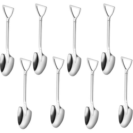 Set mit 8 silbernen Edelstahlspateln für Desserts und Gebäck