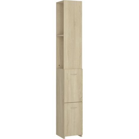 Mobiletto contenitore da bagno semplice 25 x 26,5 x 170 cm in legno composito rovere Sonoma 020047912