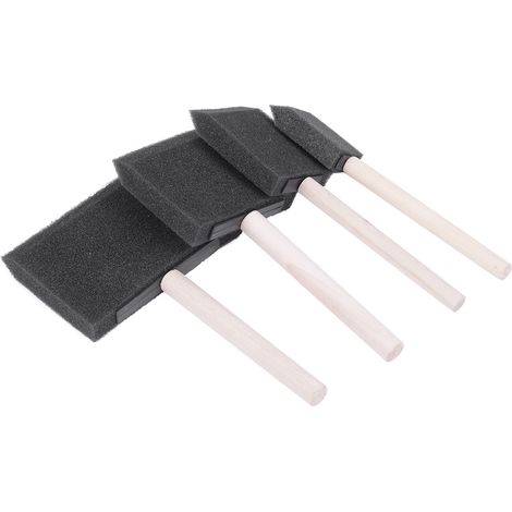 Lot de 4 brosses en mousse avec manche en bois pour peinture, graffitis et dépoussiérage.