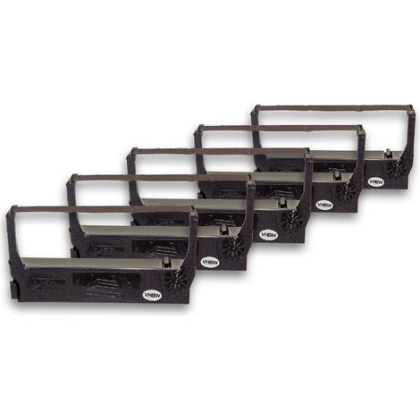 vhbw 5x Ribbon Cartridge compatible with Uniwell TP 420 Kitchen PTR Dot Matrix, Receipt Printer - Black Ink Ribbon