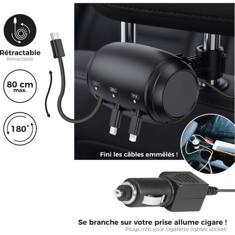 Multi Chargeur Rétractable - BE MIX - USB-C - 8-pin - Noir (1/5)