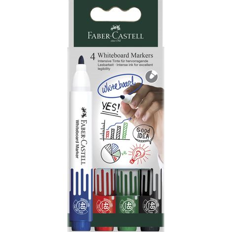 Faber-Castell 253942 evidenziatore 4 pz Punta tonda Nero, Blu, Verde, Rosso (1/2)