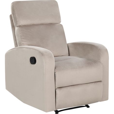 Manual Recliner Sofa Beige Velvet Upholstered 2 Seater Couch Modern Design Relax Function VERDAL (1/5)