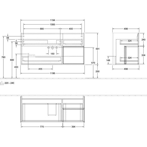 Villeroy & Boch G070PDHJ meuble sous-vasque Finion G07