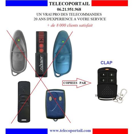 CLAP TELECOMMANDE COPIEUSE MULTIFREQUENCE APERTO TX2 4014, 4020, 4025, 434