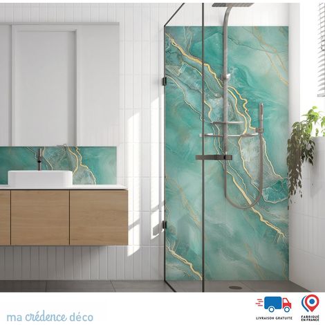Panneau de douche : Marbre vert della Piana - Couleur Vert pastel - Alu composite - 90 - 245 (1/3)