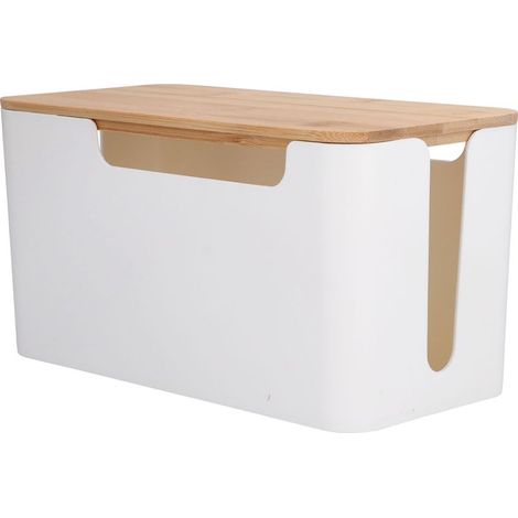 Kabelmanagementbox mit Holzdeckel zum Verstecken von TV-, Router- und Computerkabeln – ideal für Zuhause und Büro (1/5)