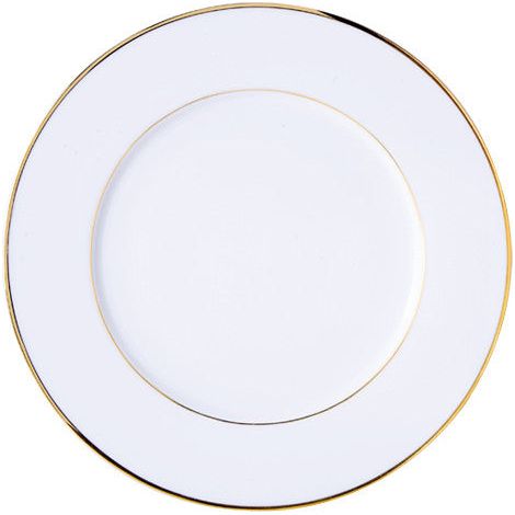 6 x assiettes plates FILET OR - Porcelaine - 20,5cm - Novastyl (1/3)