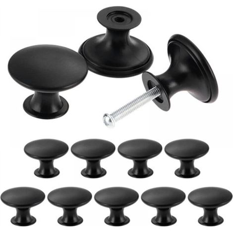 Set di 24 pomelli per mobili in stile vintage chic - Maniglie antiche per mobili da cucina - Pomelli rotondi per ante di mobili da 30 mm - Neri