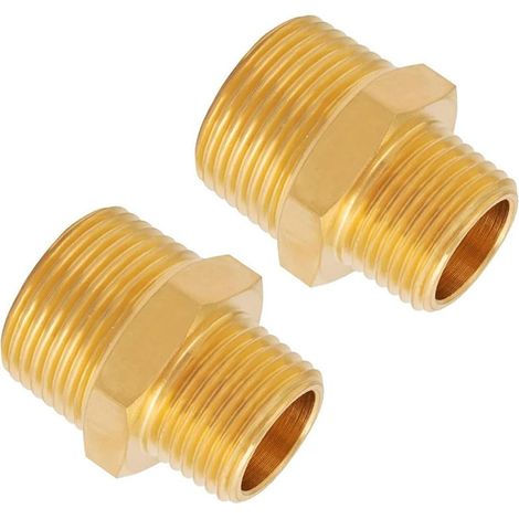 [Pack of 2] Brass Reducer - 1 1/4" x 1" AG/AG, External Thread Ø 42 mm x External Thread Ø 33 mm, Suitable for Drinking Water, Plumbing Fittings, Accessories for (1/5)