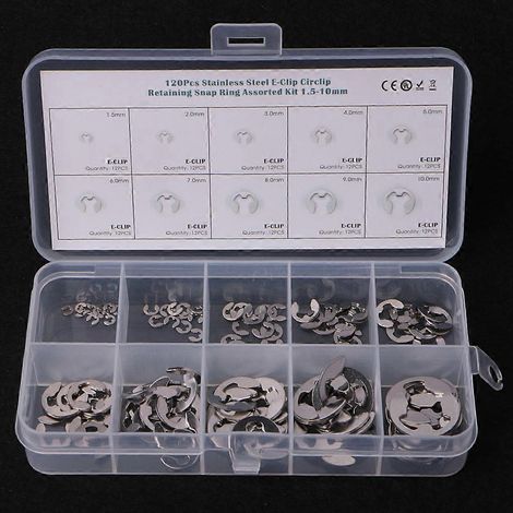 Sortimentssatz mit 120 Edelstahl-Sicherungsringen von 1,5 mm bis 10 mm (1/5)