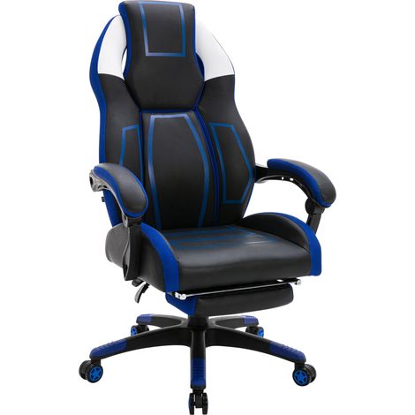 Silla de oficina Clovis en polipiel Negro/azul (1/5)