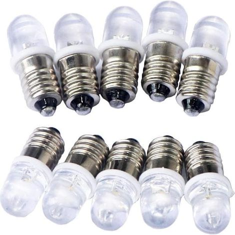 10 Stück E10 12V Spot-LED-Lampen, warmweiß, Mini-Glühbirnenersatz, kompatibel mit Modellbeleuchtung, dekorative Beleuchtung [BEMS] (1/3)