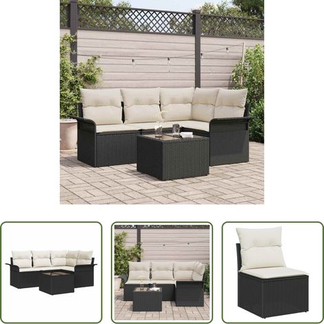 vidaXL Modulares Sofa -  Gartensofa-set mit Speicher 5 pcs Schwarz Poly-Rattan (1/5)