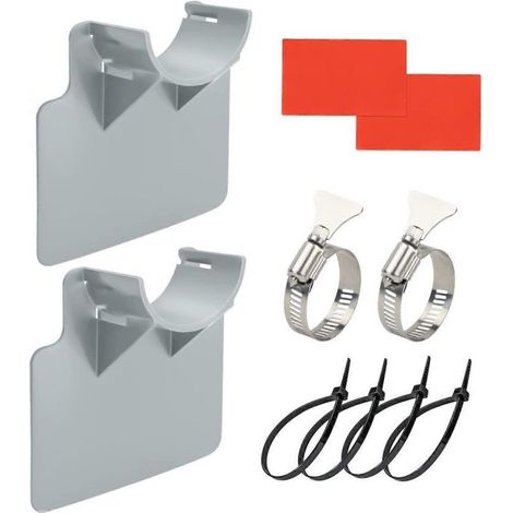 Ensemble de 2 supports de tuyau d'arrosage pour piscine, gris, fixation universelle pour jardin et piscine, anti-nœuds, plastique durable