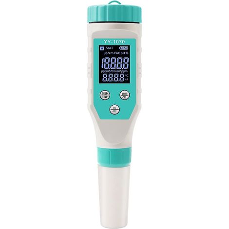 7-in-1-Wasserqualitätsmessgerät: Chlor, pH-Wert, Gesamtfeststoffe, Salz, Redoxpotenzial, FAC, EC, Temperatur