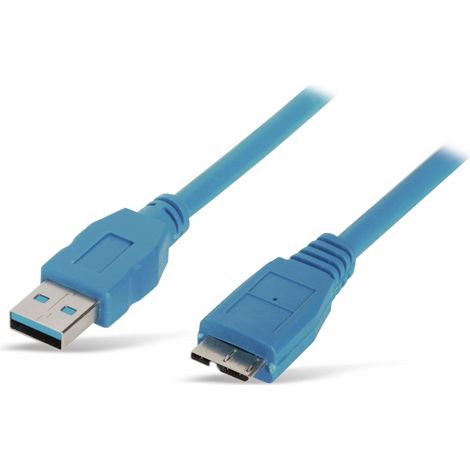 S-IMPULS Câble de connexion USB3.0, A/Micro-B, 1 m, bleu