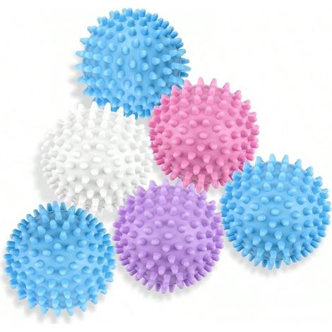 Lot de 6 boules de séchage pour sèche-linge, pellets en plastique réutilisables, adoucissent le tissu, réduisent les rides, limitent l'électricité statique. (1/4)