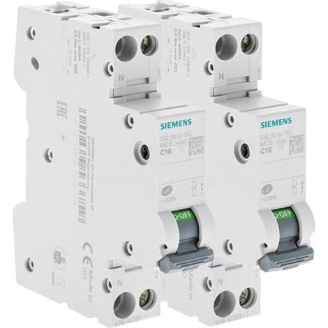 Set di 2 interruttori elettrici fase + neutro 16A