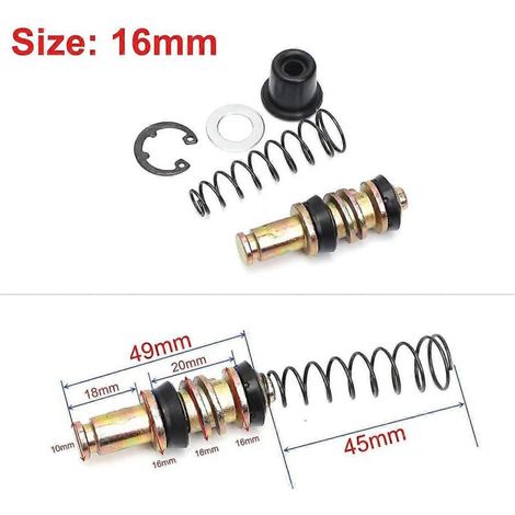 Kit de réparation de piston de maître-cylindre pour pompe d'embrayage et de frein de moto (11 mm, 12,7 mm, 14 mm, 16 mm) - Accessoires de réparation inclus (1 jeu - 16 mm)