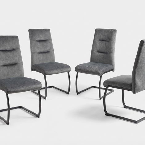 Set 4 sedie moderne in tessuto e metallo design Rivéa - Grigio Scuro