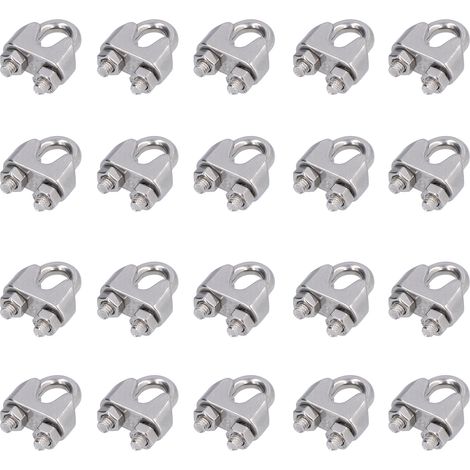20 pinces de serrage en acier inoxydable pour câbles métalliques, fixations de serrage M8 (8 mm) (1/5)