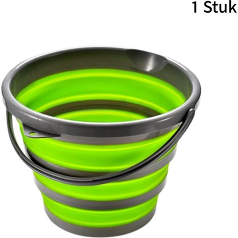 Seau pliable en silicone grande capacité pour camping pêche voiture et activités extérieures avec pelle à eau intégrée couleur verte (1/5)