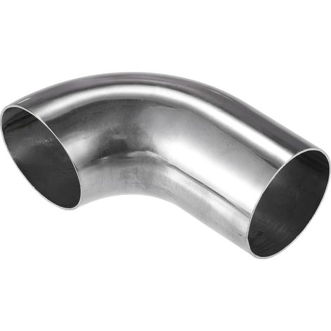 Coude Tuyau 90° Argent 1pc Acier Inox 304 Pour Échappement Diamètre Extérieur 51mm, Longueurs 120mm/80mm, Épaisseur 1mm, Usage Système Échappement Universel, DIY (1/5)